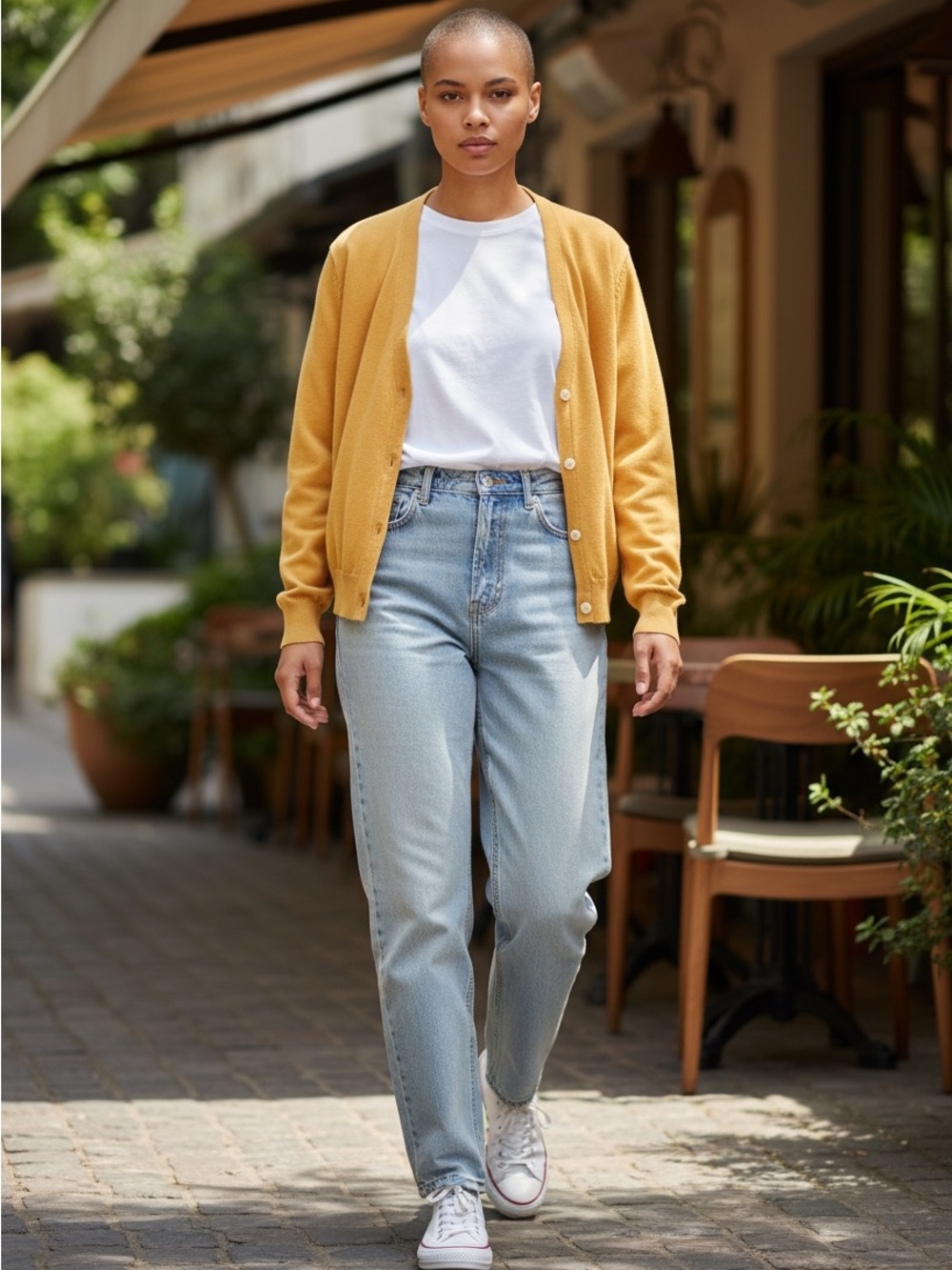 Yellow button down sweater